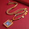 Collar Estilo Étnico Retro Estilo Xizang Thangka Gran Cielo Negro Cinco Dioses de la Riqueza Accesorios Tejidos a Mano Cadena de Lana Regalo
