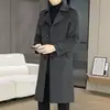 Abrigo largo de lana de doble cara para hombre, cuello de solapa, business casual, alta gama, nuevo estilo otoño/invierno, prenda exterior de lana, gabardina, ropa casual para hombre