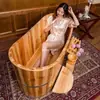 Tina y bañera para uso doméstico, cubo para baño de cuerpo completo, cubo de madera, bañera, madera, salón de belleza de madera, bañera de inmersión para adultos, adulto