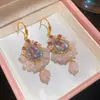 Pendientes de Borla con Forma de Abanico Étnico Incrustados con Diamantes y Aguja de Plata Pendientes de Temperamento Personalizados Pendientes Versátiles de Gama Alta Nicho Venta al por Mayor