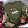 Camisetas Casuais Divertidas Femininas Gola Redonda Camiseta de Natal Gola Redonda