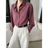 Sikan Otoño Nueva Llegada Mezcla de Tencel Bordado de Corazones Pequeños Cuello Solapa Manga Larga Holgada Adelgazante Camisa SN9269