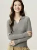 Nueva colección de otoño e invierno: Suéter ligero y lujoso de 100% cachemir puro para mujer, con cuello alto, manga larga, tejido de ochos, capa base de punto liso