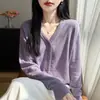 Cardigã de tricô chique estilo coreano para mulheres, peça externa fina com gola, adequado para proteção solar e como uma blusa para cobrir em ambientes com ar condicionado.