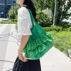 Bolsa Tote Plissada Folha de Lótus Nicho Relaxada e Estilosa para Mulheres, Nova Moda Bolsa de Tecido Grande Capacidade de Ombro Único para o Dia a Dia