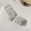 Calcetines de algodón puro para mujer, estilo fino de verano, calcetines blancos de media pantorrilla, 10A antiolor y antibacterianos, calcetines sin costuras postparto, calcetines largos