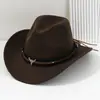 Sombrero Unisex de Fieltro Suave para Hombre y Mujer con Diseño de Cabeza de Toro Tridimensional, Banda Marrón, Estilo Británico Lujoso, Sombrero de Moda Retro