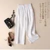 Calças de Linho de Algodão Largas de Verão Femininas Coreanas, Calças Casuais Finas de Linho, Calças Profissionais Ol Femininas, Calças Cropped Soltas para Mulheres