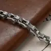 Pulsera Irregular con Ondas de Agua Chapada en Plata para Hombre Rústica Agresiva Sencilla Europea y Americana Motocicleta Hip-hop