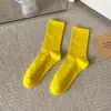 Calcetines de Algodón Color Caramelo para Primavera y Otoño para Mujer Estilo Japonés Color Sólido ins Calcetines de Moda de Altura Media Calcetines Apilados Calcetines Deportivos Estilo Coreano para Estudiantes