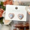 Brincos de Prata de Lei S925 para Meninas, Brincos de Nicho em Forma de Coração, Brincos de Amor Elegantes e Doces, Presente para Namorada