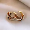 Aretes de ojo de tigre geométricos irregulares con poste de plata, aretes estilo Maillard vintage, aretes de diseño único de nicho para mujer