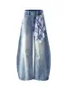 Jeans Retrô Americano Paris Wide-Leg Scimitar Unissex Marca Tendência Cool Vibe Solta Calças Foice Marca Tendência Ins