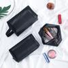 Bolsa de Almacenamiento de Malla Negra Estilo Coreano Juego de Tres Piezas Bolsa de Artículos de Tocador para Viaje al Aire Libre Bolsa de Almacenamiento Portátil de Malla con Cremallera Venta al por Mayor