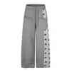 Pantalones de chándal de trabajo de retazos con estampado de estrellas de marca moderna para hombre, estilo callejero con diseño único de bolsillo grande, pantalones rectos holgados de pierna ancha