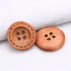 Botões de Madeira de Quatro Furos com Bordas Largas e Finas, Bordas Chanfradas e Linhas Pontilhadas, com Logo Personalizado Gravado a Laser, para Camisas e Cardigans, Botões Decorativos Costurados à Mão