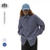 OUSWE Moda Americana Marca de Moda Estilo Japonês cityboy Camisa Listrada Masculina e Feminina Solta Casual Moda Japonesa Camisa de Manga Longa RC28