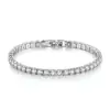 Pulsera de Zirconia Europea y Americana Fila Única Redonda de 4 mm Cadena de Tenis Completamente Diamantada Versátil Transfronteriza Exquisita Moda Joyería Hip-Hop