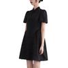 Nuevo Vestido Cheongsam de Satén Acético con Lazo Estilo Chino Moda Elegante Ajustado Adelgazante Manga Corta Burbuja