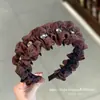 Diadema elegante de tela fruncida con estampado de leopardo para niñas, dulce y genial, corona alta, elegante, adecuada para primavera y verano, diadema para lavarse la cara
