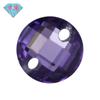Gema Huagang de doble agujero, redonda, fucsia, doble cara de tortuga, circón, piedra desnuda, cara enrejada, gema artificial de circonita cúbica con agujero