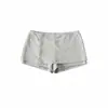 Conjunto de Duas Peças para Mulheres: Camiseta Cinza de Manga Longa com Botões Estilo Spicy Girl Americano e Shorts Cinza de Cintura Baixa Aderentes ao Corpo, Roupa Slim Fit e que Valoriza a Silhueta