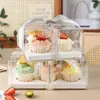 Caja para Cupcakes con Ventana Caja de Embalaje Cartulina Blanca de Grado Alimenticio Mascota Transparente Espesada Caja para Postres para Llevar de 4 Piezas