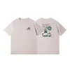 Camiseta masculina de algodão 230g com gola redonda estampada, marca de maré de verão, ins solta casual, roupas estilo Hong Kong, manga curta masculina, atacado