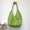 Bolsa de Tricô Estilo BloggerSuper Popular! Bolsa de Palha Trançada Vazada Estilo Coreano para Férias Preguiçosas, Novo Modelo para Primavera/Verão 2026