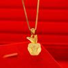 Collar con colgante de manzana dorada de Vietnam chapado en oro de 24k, colgante de amor para la víspera de Navidad para novia, regalo de Navidad