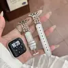 Correa de Cuero con Perla y Circonita Estrella Adecuada para Apple Watch iWatch Generación 12 11/10 Ultrase