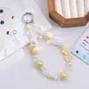Llavero de Cuentas con Flores de Colores Dopamina de Dibujos Animados Corazón Femenino Cadena para Teléfono DIY Colgante para Bolsa Accesorios Adorno