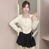 Nuevo Top Corto Amarillo Leche Cuadrado Estilo Chanel Otoño Temprano 2023