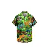 Nova Camisa Havaiana de Verão Mais Vendida para Homens, Estampa Digital 3D, Manga Curta, Lapela, Top Casual