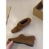 Sapatos de Outono Quentes Peludos de Bico Fino Tamanho Grande para Mulheres 2024, Sapatos de Algodão com Recorte Profundo Moda Retrô Forrados com Lã, Sapatos Tendência Slip-On de Camurça