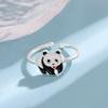 Moda Lindo Goteo de Aceite Pequeño Panda Temperamento Animal Anillo Abierto Mujeres Venta al por Mayor