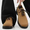 Zapatos Derby de Punta Cuadrada de Otoño para Hombre, Estilo Niche de Lujo 'Old Money', Versátiles para el Trabajo, Zapatos de Cuero Retro Casual con Punta Ancha, Venta al por Mayor