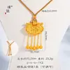 Loja de Ouro Puzuo Mesmo Estilo Ouro Sha Tamanho Pequeno Fio de Ouro Mensagem do Imperador Pingente Dragão e Fênix Fechadura Bolsa Colar Corrente de Clavícula para Mulheres