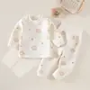Conjunto de Ropa Interior Sin Costuras para Bebé Otoño Invierno Ropa de Otoño para Bebé Pantalones de Otoño Niños Niñas Algodón Puro Cintura Alta Protección de Barriga Pijamas Ropa de Casa