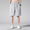 Shorts Cropped de Verão Casual de Seda Gelo de Perna Larga Masculino e Feminino Finos Soltos Retos Roupa Exterior Versátil Cor Sólida Calças de Comprimento Médio