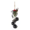 Colgante de campana de Navidad colgante para ventana colgante de árbol de Navidad campana pintada cuerda de cáñamo accesorios de piña colgante de campana de metal