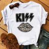 Camiseta de manga corta para mujer moda labios estampados estación independiente talla europea talla grande camiseta básica cuello redondo