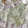 Calcinhas Femininas de Cetim Luxo Francês Sexy Renda Cintura Média Algodão Puro Antibacteriano Respirável Finas para Quadril