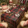 Mantel de Año Nuevo y Navidad, impermeable, temático para crear un ambiente festivo, camino de mesa decorativo, cuadros rojos, mantel largo de Acción de Gracias
