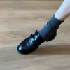 Mocasines retro para mujer de piel genuina con doble tira de velcro, nuevo estilo 2026, tacón grueso, adecuados para ir al trabajo