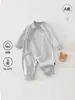 Macacão de algodão puro colorido Classe A para recém-nascido, roupas de bebê para primavera e outono, macacão de manga longa, pijama de camada base unissex para bebê