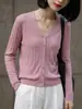 Cardigã de tricô de lapela única com decote em V, estilo luxo leve, para mulheres, jaqueta básica de cor sólida, simples e elegante, top versátil para primavera e outono