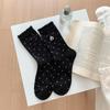 Calcetines de algodón con bordado de encaje para mujer, calcetín de tubo, para otoño e invierno, venta al por mayor, 2024