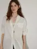 Lofi Eligió una Blusa de Gama Alta con Escote en V y Ribete de Encaje para Mujer, un Nuevo Estilo de Primavera con Mangas Largas y Corte Holgado