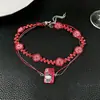 Colar de Flores Feito à Mão Gargantilha Feminina Design de Nicho Luxo Acessível Elegante Doce Corrente para Clavícula Joia
